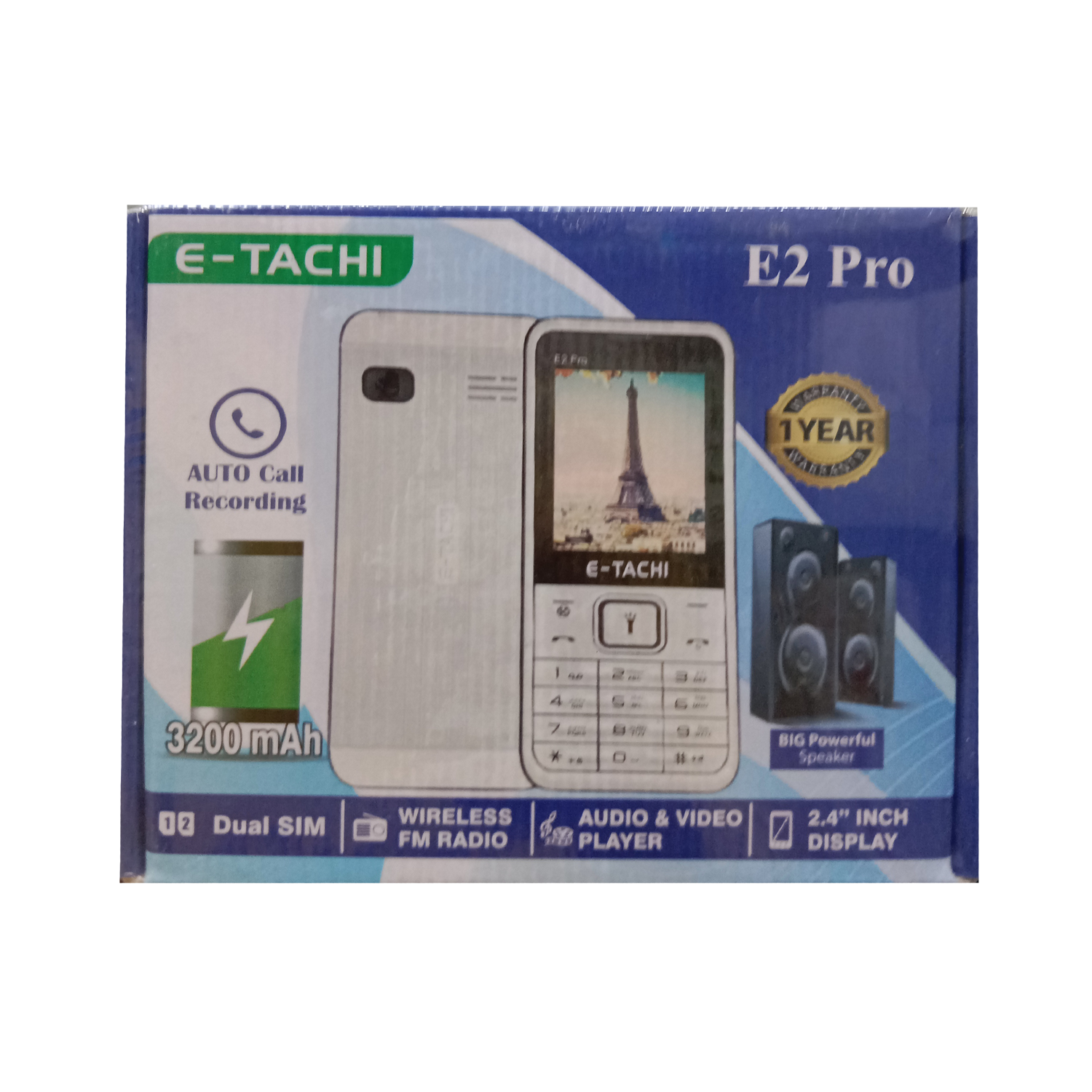 e tachi e2 pro feature phone – 2.4" display, 3200mah battery, dual sim, big speaker & auto call recording e tachi e2 pro feature phone – 2.4" display, 3200mah battery, dual sim, big speaker & auto call recording